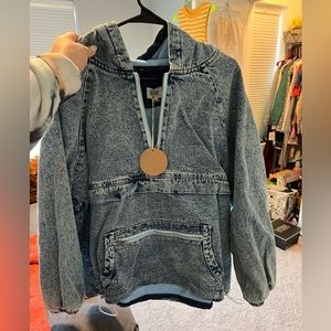 Bibi denim and fleece hoodie thick and warm